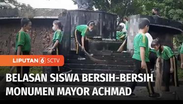 Sambut Hari Pahlawan, Siswa Bersih-bersih Monumen Mayor Achmad | Liputan 6