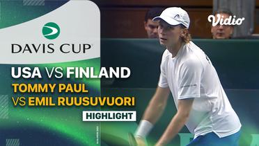 Highlights | USA (Tommy Paul) vs Finland (Emil Ruusuvuori) | Davis Cup 2023