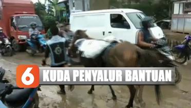 Kuda Penyalur Bantuan di Longsor Sukajaya Bogor