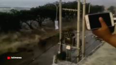 Video amatir kepanikan warga saat rumahnya di terjang tsunami palu
