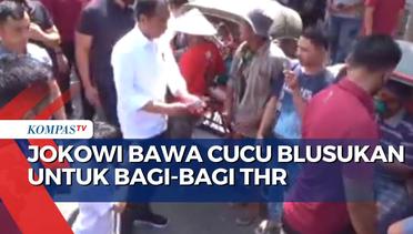Momen Jan Ethes Beri Salam ke Tukang Becak saat Ikut Jokowi  Blusukan Bagi-Bagi THR
