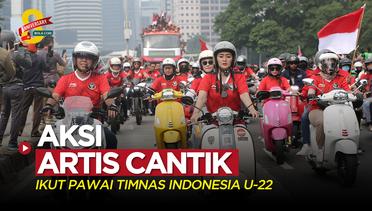 Aksi Para Artis Cantik di Atas Motor Ikut Pawai Juara Timnas Indonesia U-22