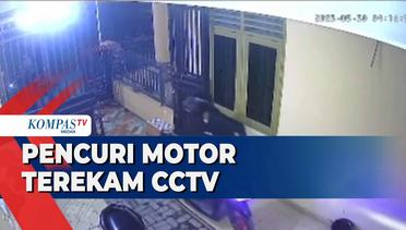 Aksi Komplotan Pencuri Sepeda Motor di Medan Terekam CCTV