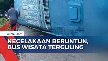 Bus Pariwisata Terguling di Jalan Lintas Padang-Bukittinggi, 13 Mahasiswa Luka-Luka