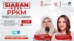 LIVE: Siaran Pers PPKM, Jakarta, 29 September 2021