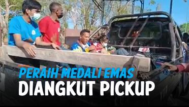 Atlet Peraih Medali Emas Pon Papua Diangkut Pickup