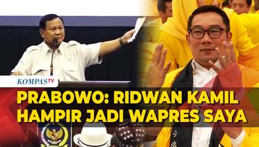 Prabowo Blak-blakan Ridwan Kamil Hampir jadi Wapresnya