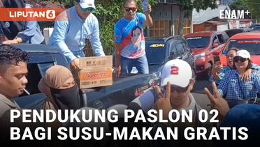 Rayakan Keunggulan Prabowo & Gibran, Pendukung di Kotamobagu Bagi Makanan dan Susu Gratis