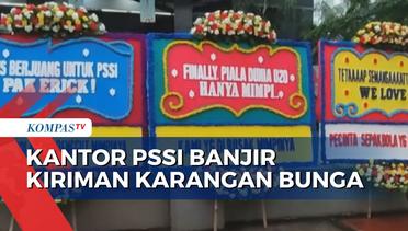 Bentuk Dukungan, Karangan Bunga Penuhi Kantor PSSI di Senayan Jakarta