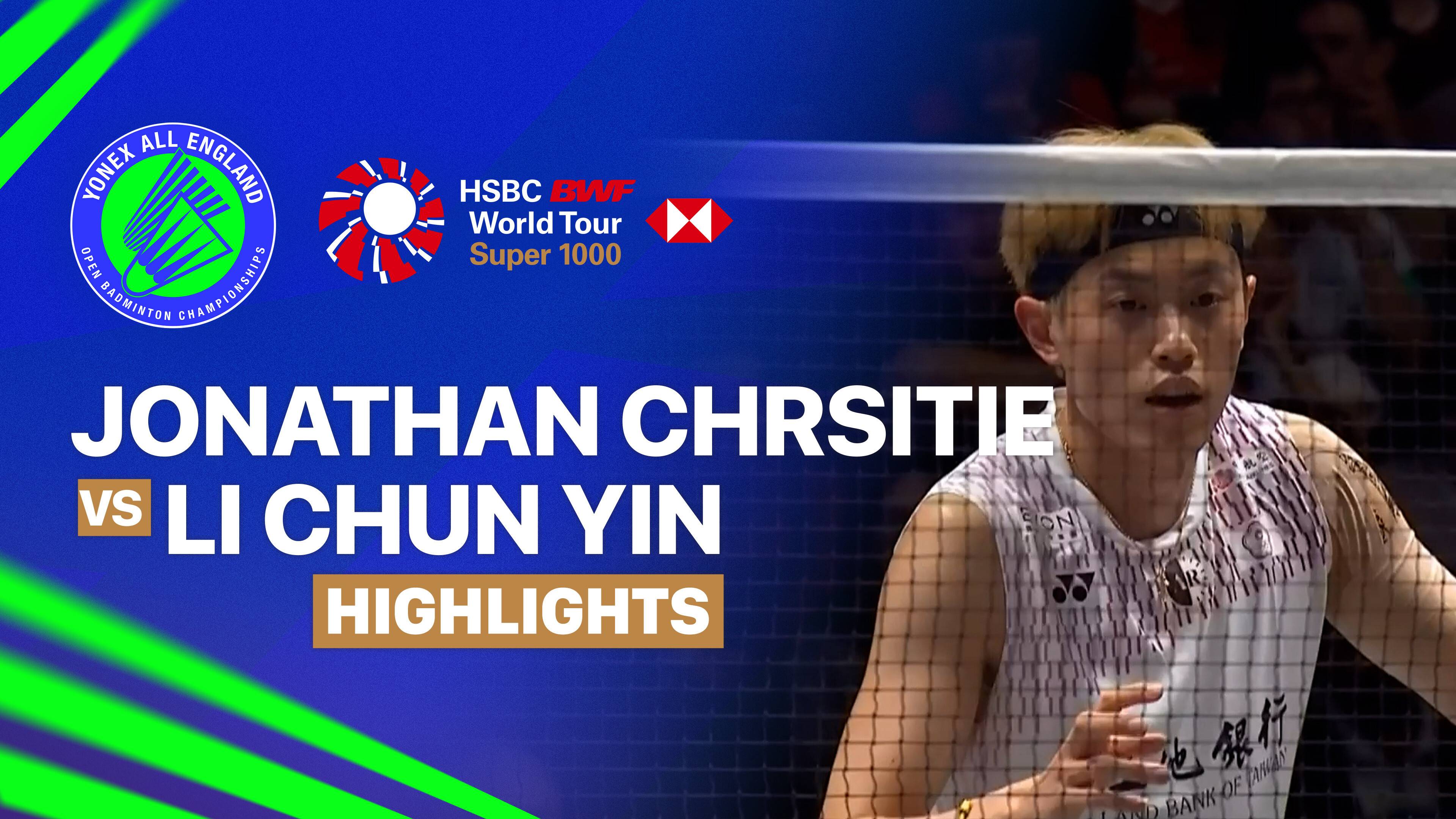 Lin Chun-Yi (TPE) vs Jonatan Christie (INA) - Men's Singles Round of 16 | YONEX All England Open Badminton Championships 2026