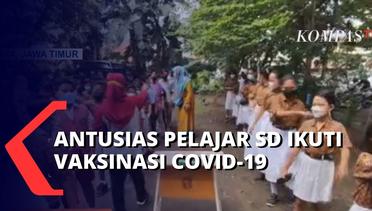 Antusias Pelajar Sekolah Dasar di Surabaya Ikuti Gelaran Vaksinasi Anak Usia 6-11 Tahun!