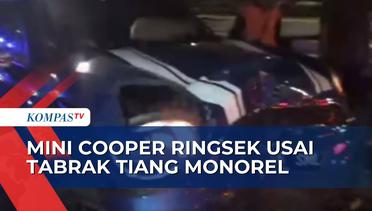 Diduga Mengantuk, Mobil Mewah Tabrak Tiang Monorel di Jalan Asia Afrika Senayan!