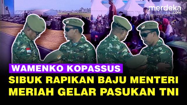 Sibuknya Wamenko Jenderal Kopassus Rapikan Menteri Berseragam TNI di Upacara Gelar Pasukan