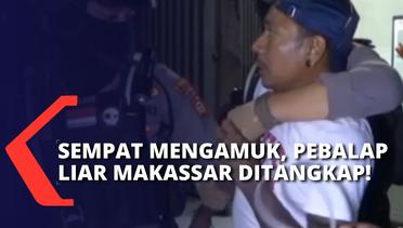 Menolak dan Mengamuk Ketika Ditangkap, Pebalap Liar dari Makassar Diborgol ke Polsek Rappocini