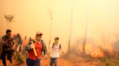 PANIK... Kebakaran Hutan Gunung Ciremai, Tim Gabungan Pemadam Berhamburan Saat Api Membesar