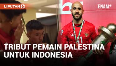 Pemain Timnas Palestina Angkat Trofi Pakai Jersey Indonesia