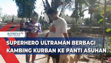 Superhero Ultraman Berbagi Kambing Kurban ke Panti Asuhan