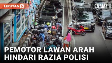 Hindari Polisi, Para Pemotor Nekat Lawan Arah di Jalur Transjakarta