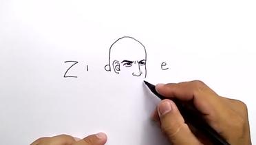 cara menggambar kata ZIDANE menjadi wajah zidane  how to turn words zidane into cartoon