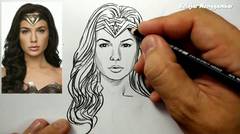 ASMR menggambar wonder woman hero justice league dengan mudah