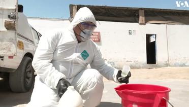 Public Workers Disinfect Buses in Peru to Mitigate Coronavirus Spread