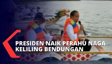 Momen Presiden dan Rombongan Menteri Naik Perahu Naga Resmikan Bendungan Ladongi