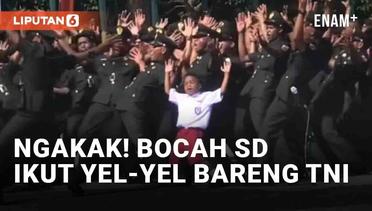 Ngakak! Bocah SD Ikut Yel-Yel Bareng Anggota TNI yang Lulus Pendidikan