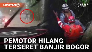 Detik-Detik Pemotor Hilang Terseret Arus Banjir di Bogor