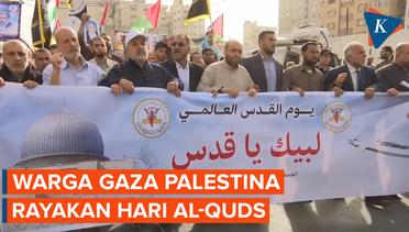 Warga Palestina Rayakan Hari Al-Quds di Kota Gaza