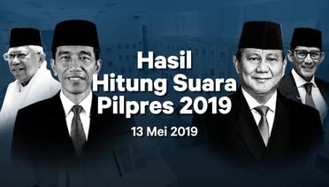 Hasil Sementara Real Count Pemilu 2019 (13 Mei 2019)