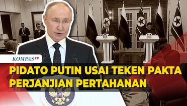Pidato Putin usai Teken Pakta Perjanjian Pertahanan dengan Kim Jong Un
