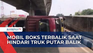 Mobil Boks Terbalik di Jalan Soleh Iskandar Bogor, 2 Pemotor Terluka!