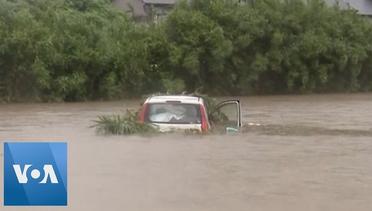 Japan Floods- Heavy Rains Flood Streets, Rivers