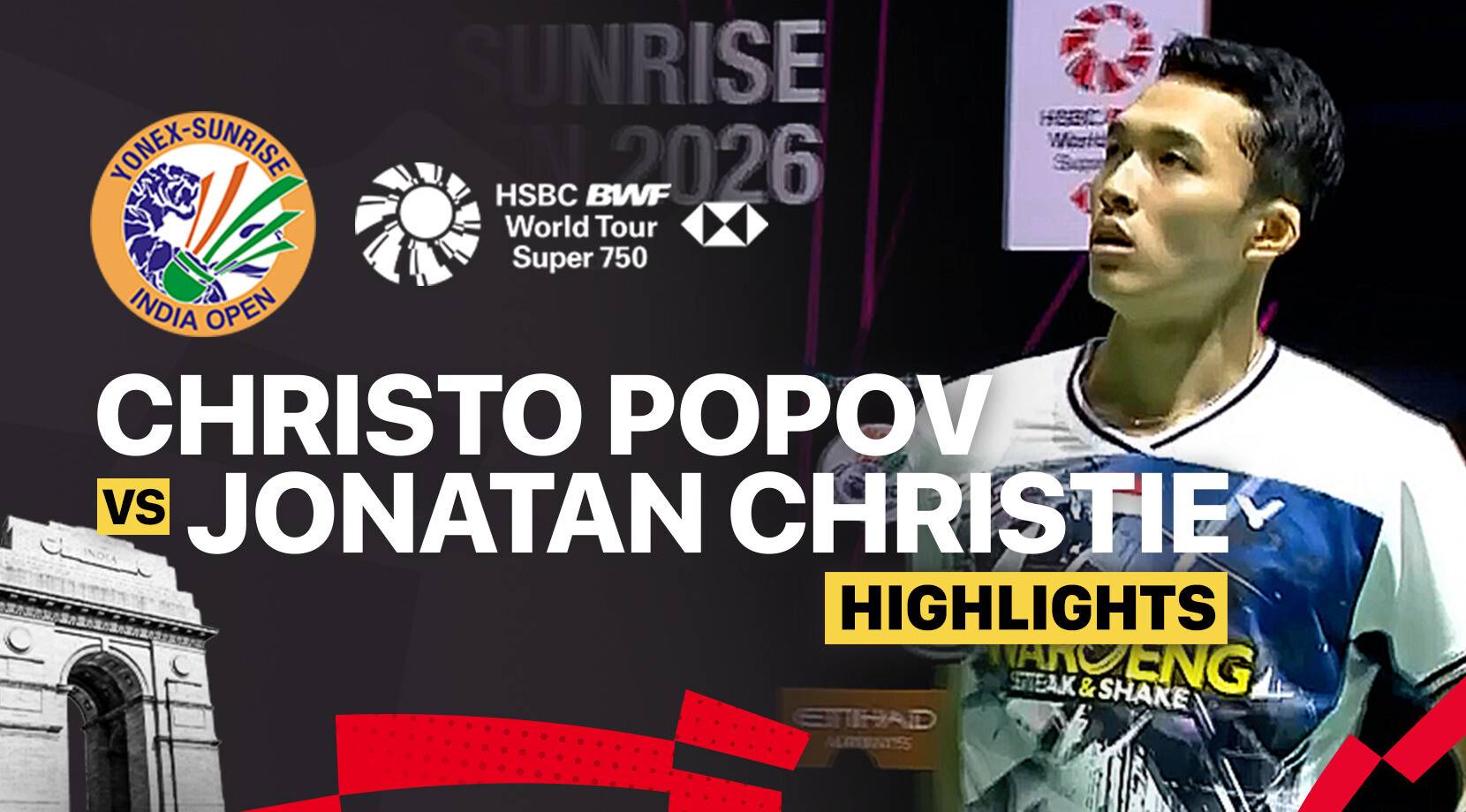 Christo Popov (FRA) vs Jonatan Christie (INA) - Men's Singles Quarter Finals | YONEX-SUNRISE India Open 2026