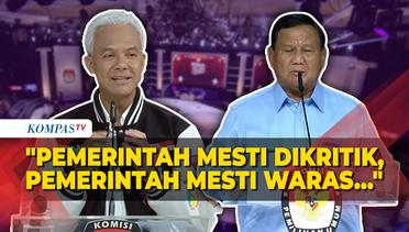 Ganjar Jawab Prabowo soal Budaya di Debat Capres: Pemerintah Mesti Dikritik dan Waras!
