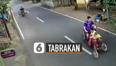 Detik-Detik Tabrakan Motor vs Sepeda, Gara-Gara Nyebrang Sembarangan