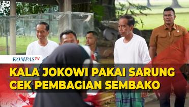 Momen Presiden Jokowi Pakai Sarung saat Tinjau Pembagian Sembako di Istana Bogor