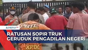 Tuntut Keadilan Bagi Rekannya, Ratusan Sopir Truk Geruduk PN Kabupaten Indramayu
