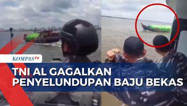 TNI AL Pangkalan Dumai Gagalkan Penyelundupan 56 Ton Pakaian Bekas dari Malaysia