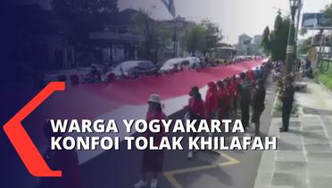 Tolak Khilafah, Warga Yogyakarta Bentangkan Bendera Merah Putih Raksasa