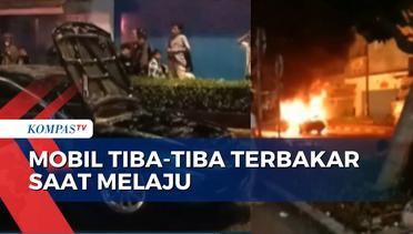 Pengemudi Panik! Mobil Tiba-Tiba Terbakar saat Melaju di Jalan Raya Mangunsarkoro Cianjur