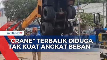 Diduga Tak Kuat Angkat Beban, Crane Terbalik di Lokasi Perbaikan Jalan Mayor Oking Bogor