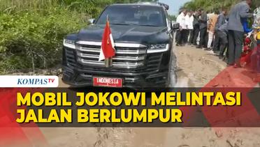 Penampakan Mobil Jokowi Saat Melintasi Jalan Berlumpur di Sumut