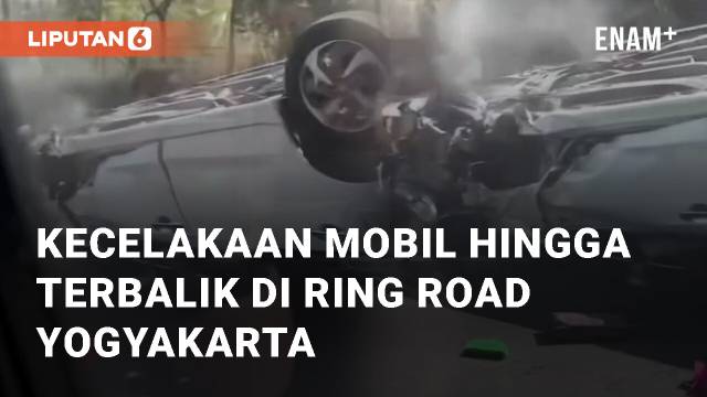 Viral Kecelakaan Tunggal Mobil Hingga Terbalik di Ring Road Yogyakarta