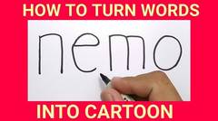 WOW, cara menggambar ikan NEMO dengan kata nemo / how to turn words NEMO into CARTOON
