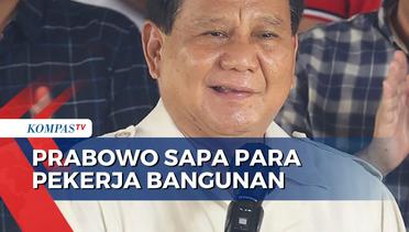Momen Prabowo Subianto Sapa Para Pekerja Bangunan di Magelang