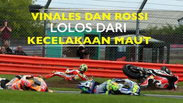 Vinales dan Rossi Lolos dari Kecelakaan Hebat di MotoGP Inggris 2016
