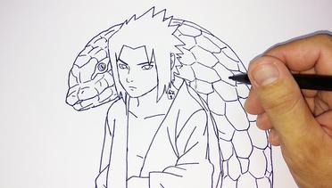 cara menggambar sasuke dengan mudah/ how to draw sasuke easy