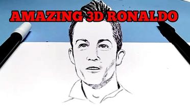 WOW, cara menggambar 3D cristiano ronaldo / cr7 lansung PENA. // how to draw RONALDO in 3D