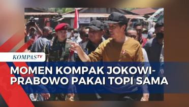 Kompak! Jokowi dan Prabowo Pakai Topi Sama Saat Sapa Pedagang di Papua
